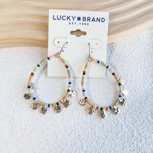 LUCKY BRAND Gold Tone Beaded Drop Earrings Chic Fashion Jewelry Gift Idea